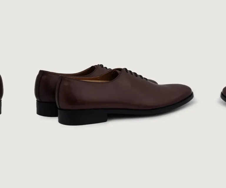 Director Wholecut Maroon Leather Shoes Handcrafted Men's Footwear — Heel Counter & Rear View