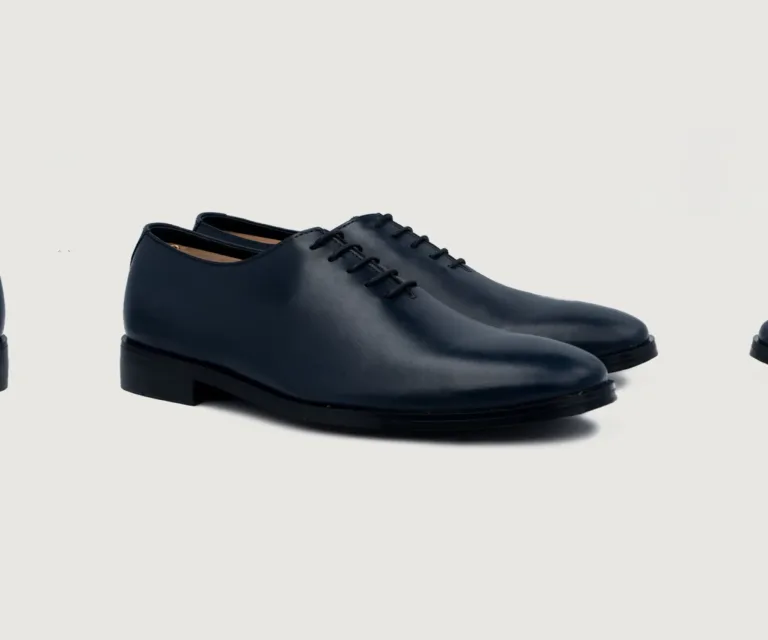 Director Wholecut Midnight Blue Leather Shoes Handcrafted Men's Footwear — Lateral Profile Hero View