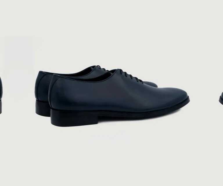 Director Wholecut Midnight Blue Leather Shoes Handcrafted Men's Footwear — Heel Counter & Rear View