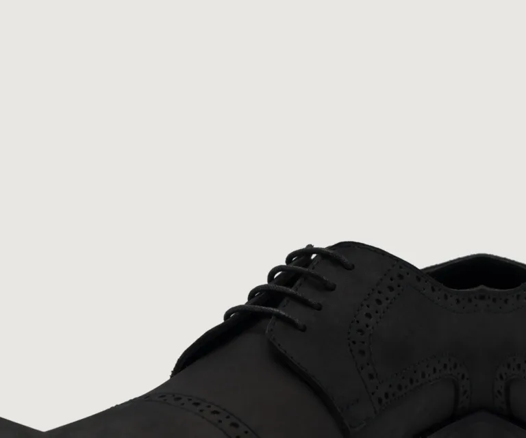 Dirk Brogues Derby Black Nubuck Leather Shoes Handcrafted Men's Footwear — Outsole Tread & Seam Craftsmanship