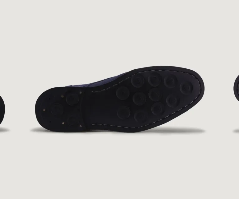Dirk Brogues Derby Blue Suede Leather Shoes - StudGuard Handcrafted Men's Footwear — Outsole Tread & Seam Craftsmanship