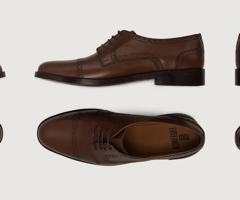 Dirk Brogues Derby Brown Leather Shoes Handcrafted Men's Footwear — Toe Cap & Vamp Detail