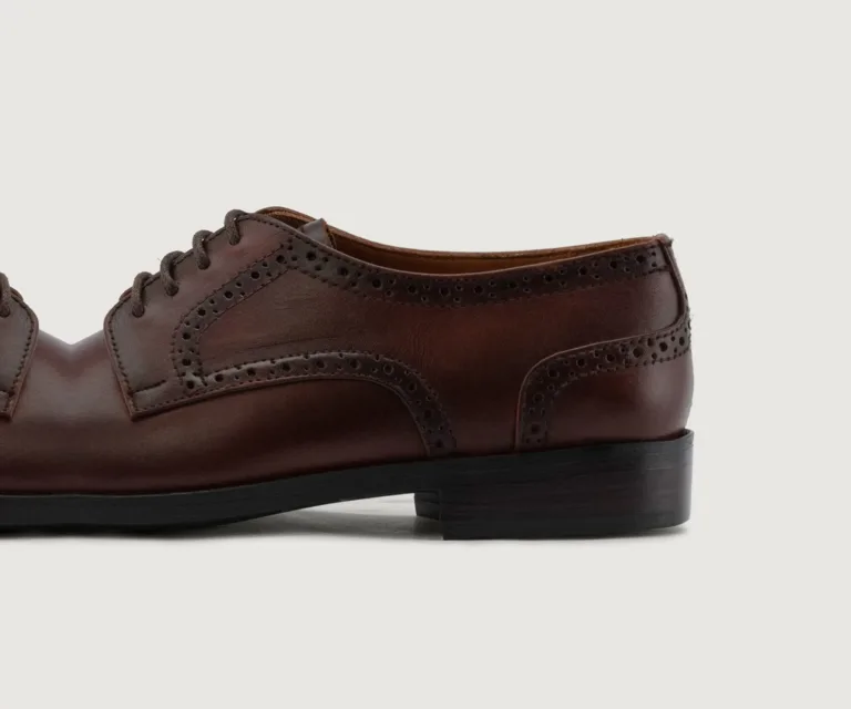 Dirk Brogues Derby Brown Leather Shoes - StudGuard Handcrafted Men's Footwear — Heel Counter & Rear View