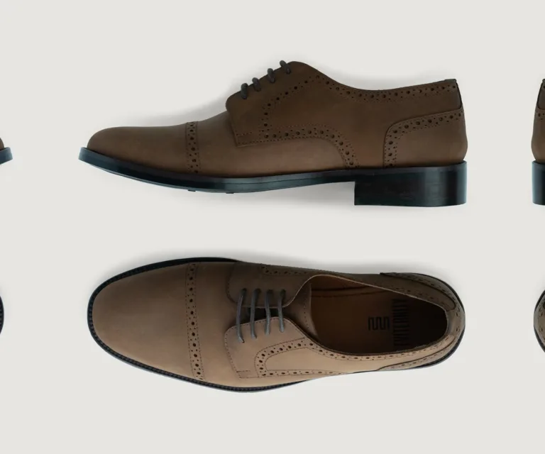 Dirk Brogues Derby Brown Oil Pullup Leather Shoes - StudGuard Handcrafted Men's Footwear — Heel Counter & Rear View