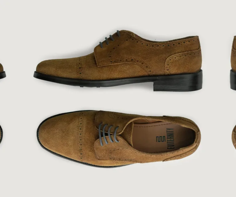 Dirk Brogues Derby Brown Suede Leather Shoes - StudGuard Handcrafted Men's Footwear — Toe Cap & Vamp Detail