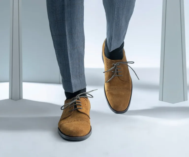 Dirk Brogues Derby Brown Suede Leather Shoes - StudGuard Handcrafted Men's Footwear — Outsole Tread & Seam Craftsmanship