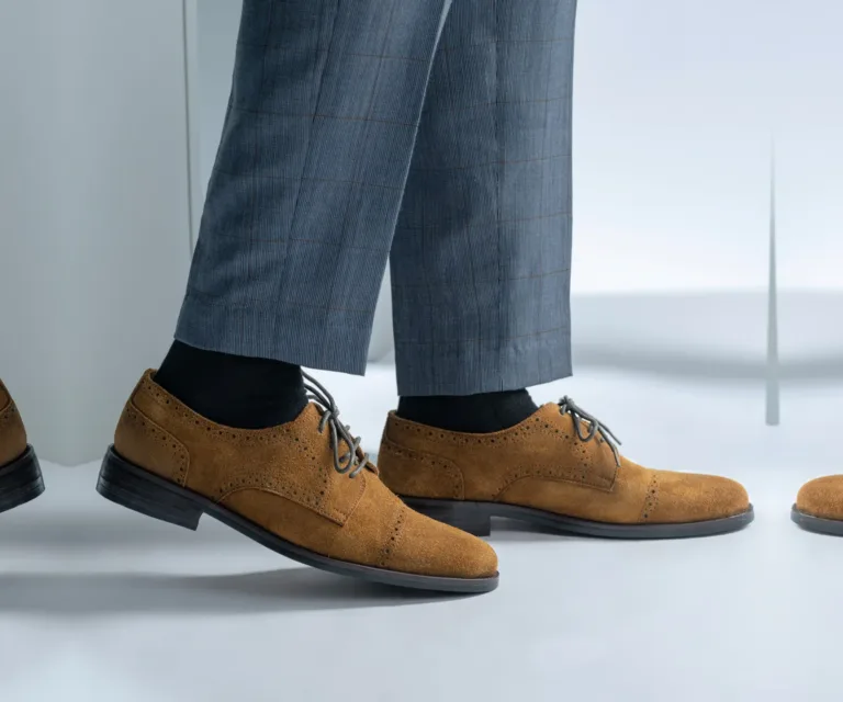 Dirk Brogues Derby Brown Suede Leather Shoes - StudGuard Handcrafted Men's Footwear — Complete Pair Presentation