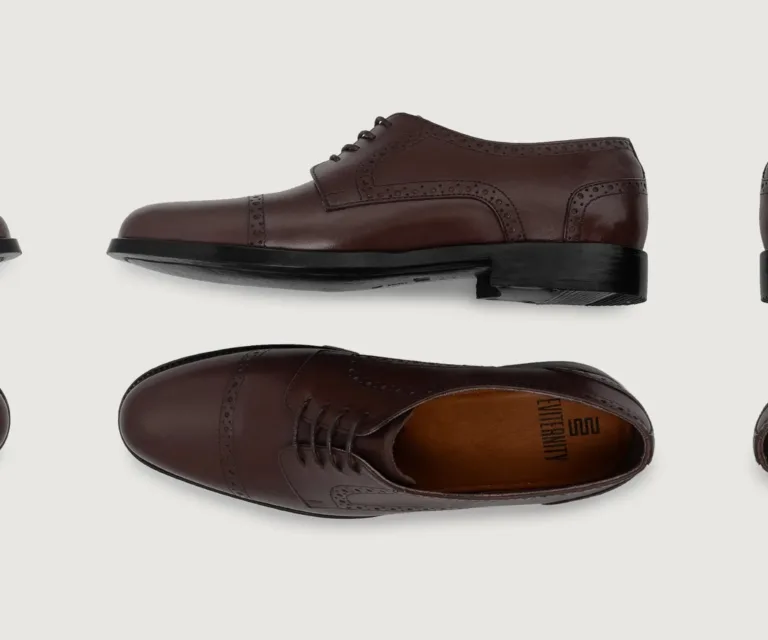 Dirk Brogues Derby Maroon Leather Shoes Handcrafted Men's Footwear — Toe Cap & Vamp Detail