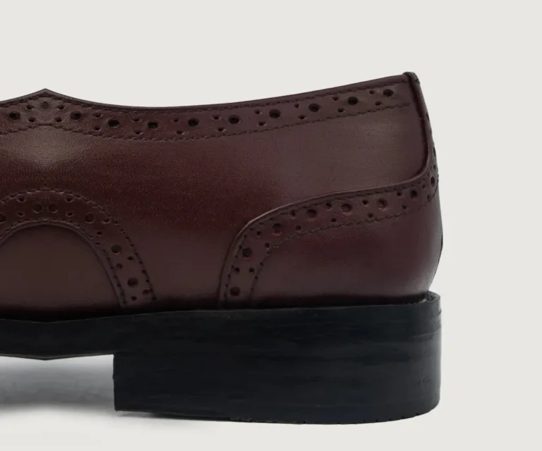 Dirk Brogues Derby Maroon Leather Shoes Handcrafted Men's Footwear — Outsole Tread & Seam Craftsmanship