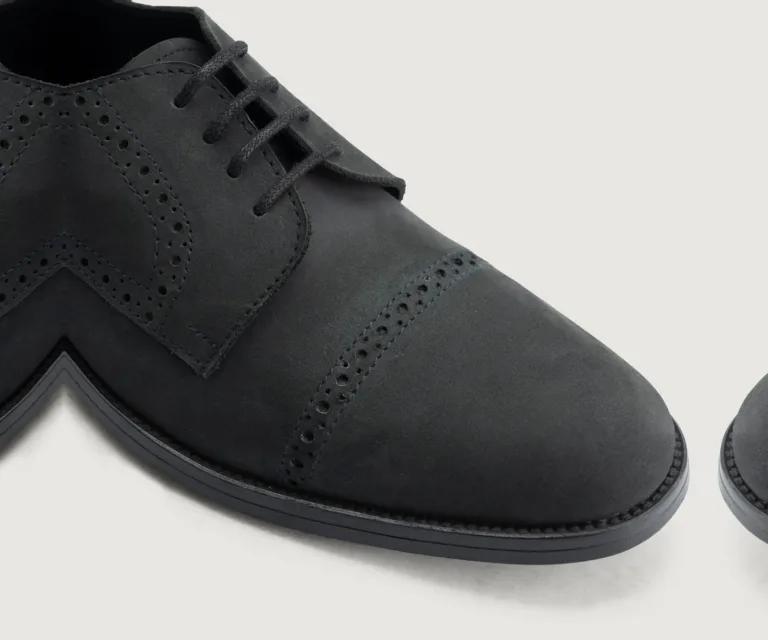 Dirk Brogues Derby Matte Black Nubuck Leather Shoes - StudGuard Handcrafted Men's Footwear — Outsole Tread & Seam Craftsmanship