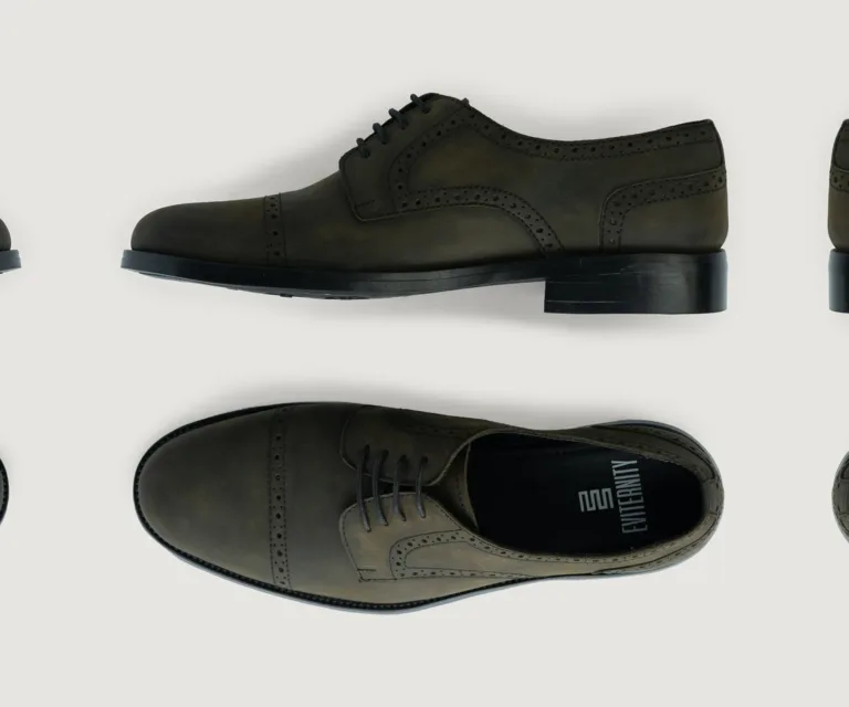 Dirk Brogues Derby Olive Oil Pullup Leather Shoes - StudGuard Handcrafted Men's Footwear — Toe Cap & Vamp Detail