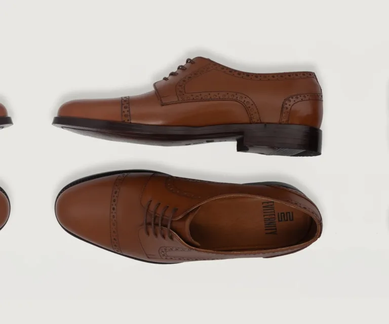 Dirk Brogues Derby Tan Leather Shoes Handcrafted Men's Footwear — Toe Cap & Vamp Detail