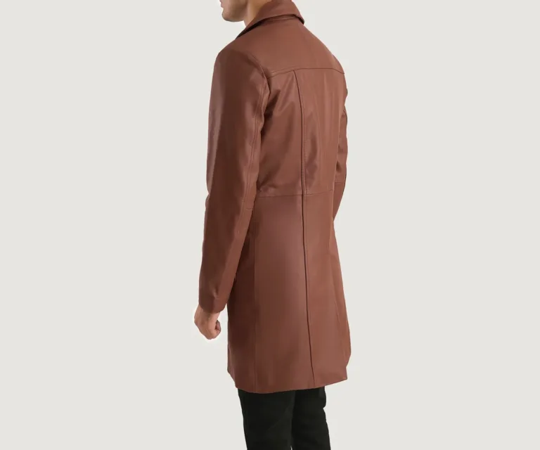 Don Long Brown Leather Coat — Macro Hardware & Seam Construction