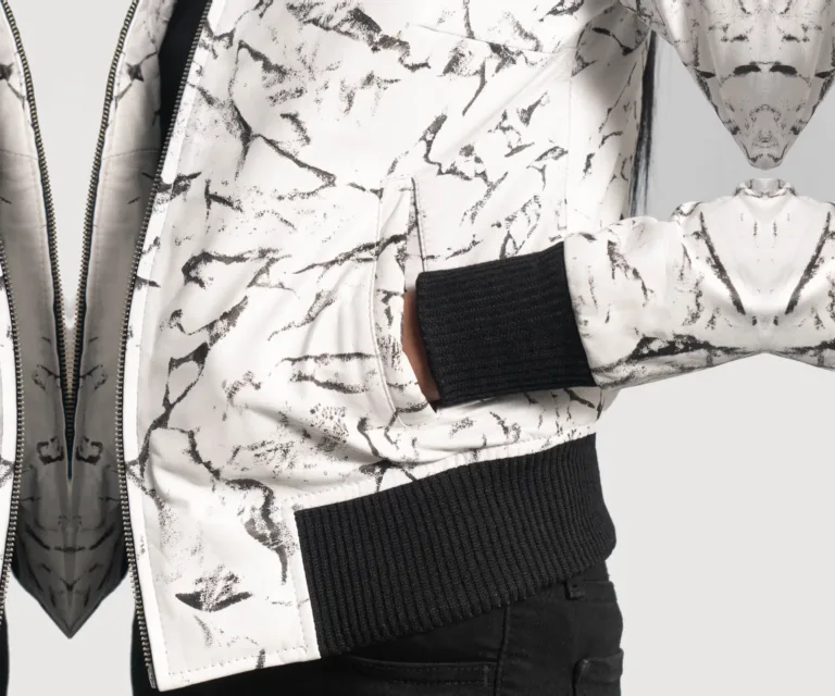 Donna Blake White Leather Bomber Jacket Luxury Women's Outerwear — Macro Hardware & Leather Grain