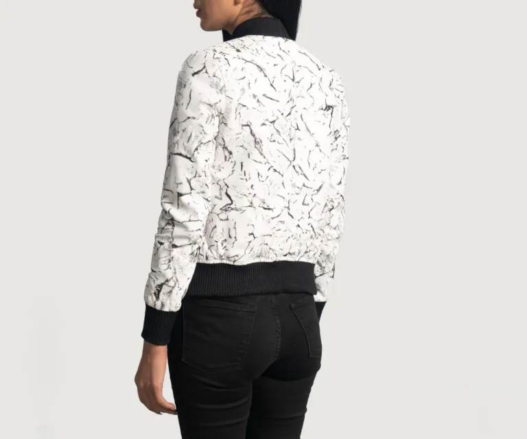 Donna Blake White Leather Bomber Jacket Luxury Women's Outerwear — Full-Length Silhouette & Drape