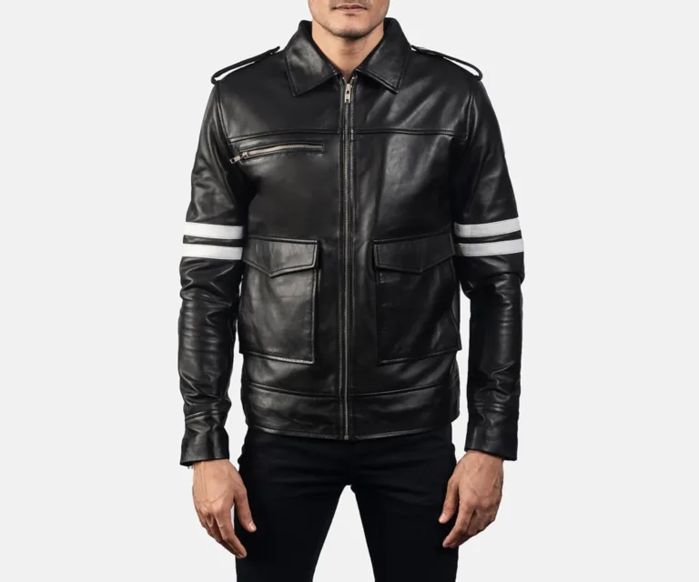 Dragonhide Black Leather Jacket — Front Open Hero Presentation