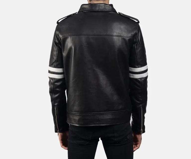 Dragonhide Black Leather Jacket — Rear Back View & Clean Hemline