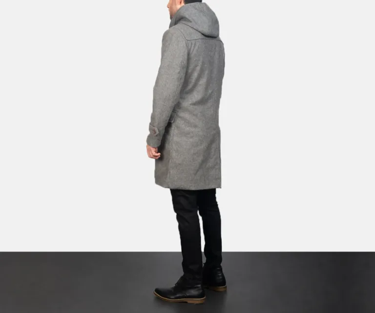 Drake Grey Wool Hooded Duffle Coat — Macro Hardware & Seam Construction