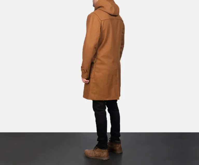 Drake Khaki Wool Hooded Duffle Coat — Macro Hardware & Seam Construction
