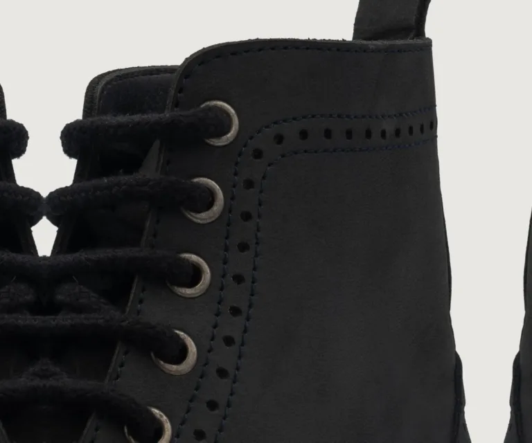 Duster Brogues Derby Black Nubuck Leather Boots Handcrafted Men's Footwear — Outsole Tread & Seam Craftsmanship