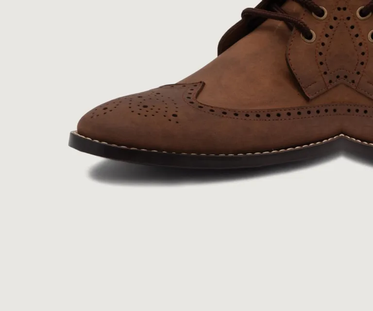 Duster Brogues Derby Oil Pull-up Brown Leather Boots Handcrafted Men's Footwear — Outsole Tread & Seam Craftsmanship