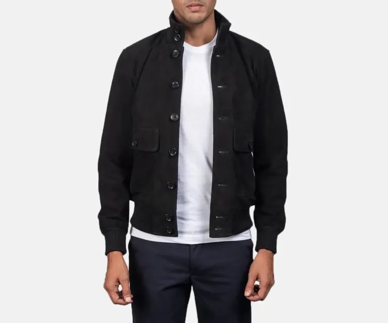 Eaton Black Suede Bomber Jacket