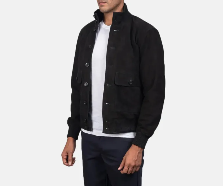 Eaton Black Suede Bomber Jacket — view 2