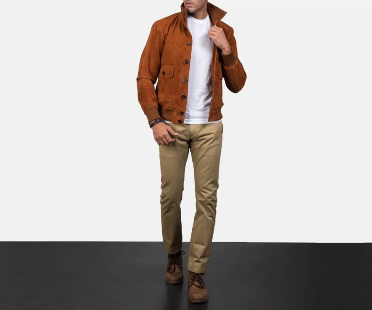 Eaton Brown Suede Bomber Jacket — view 6