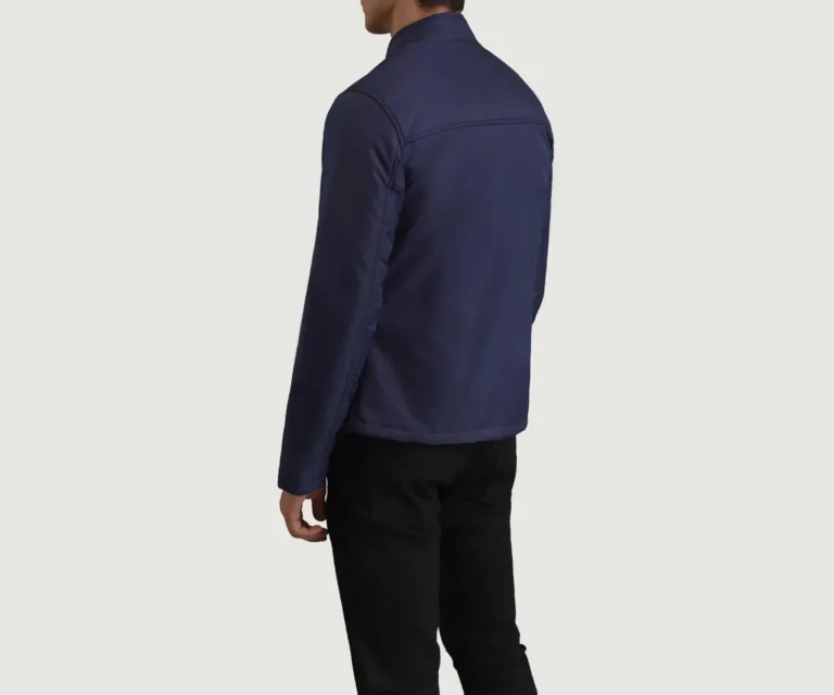 Elliot Blue Lightweight Jacket — Rear Back View & Tailored Hemline