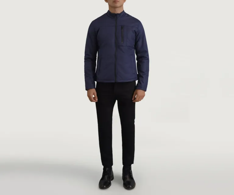 Elliot Blue Lightweight Jacket — Full-Length Model Editorial Presentation