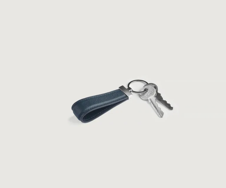 Elroy Blue Leather Keychain Luxury Handcrafted Leather Accessory / Gift — Burnished Edge Craftsmanship & Slim Profile