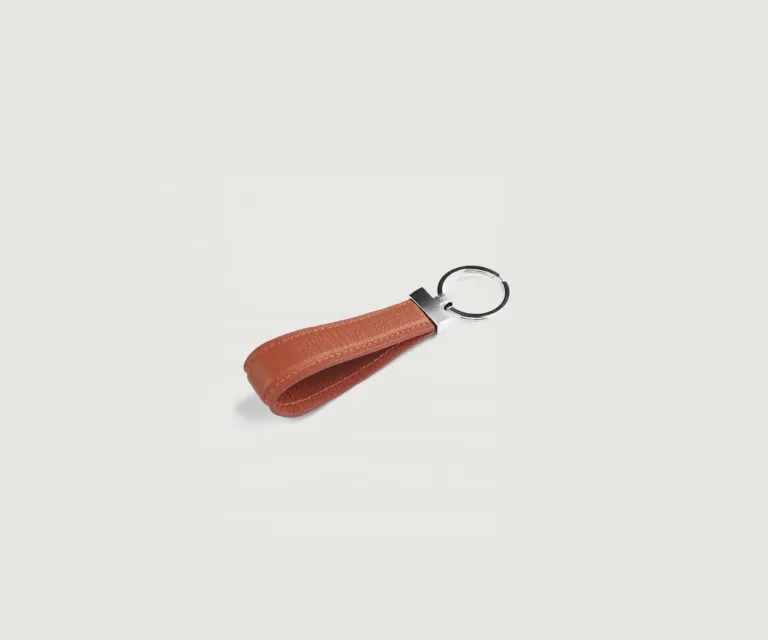 Elroy Brown Leather Keychain Luxury Handcrafted Leather Accessory / Gift — Macro Leather Texture & Precision Stitching