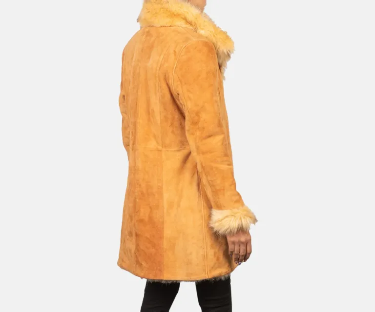 Erica Shearling Beige Leather Coat Luxury Women's Outerwear — Macro Hardware & Leather Grain