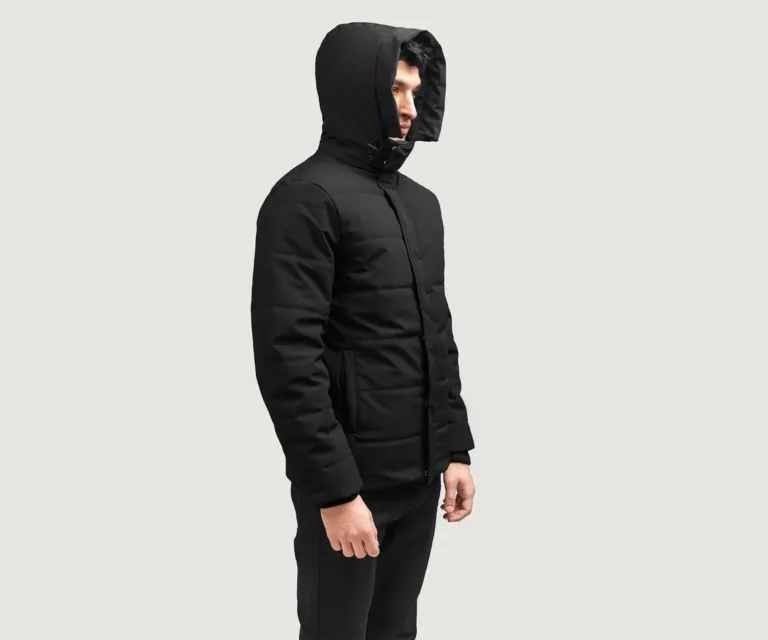 Exton Black Hooded Down Puffer Jacket — view 3