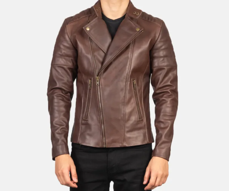 Faisor Brown Leather Biker Jacket