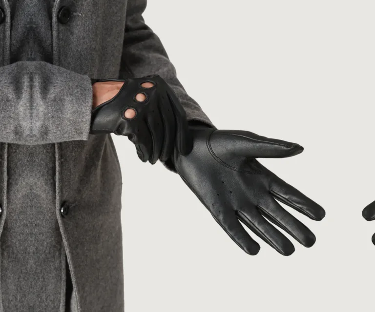 Ferdinand Black Leather Driving Gloves Luxury Handcrafted Leather Accessory / Gift — Burnished Edge Craftsmanship & Slim Profile