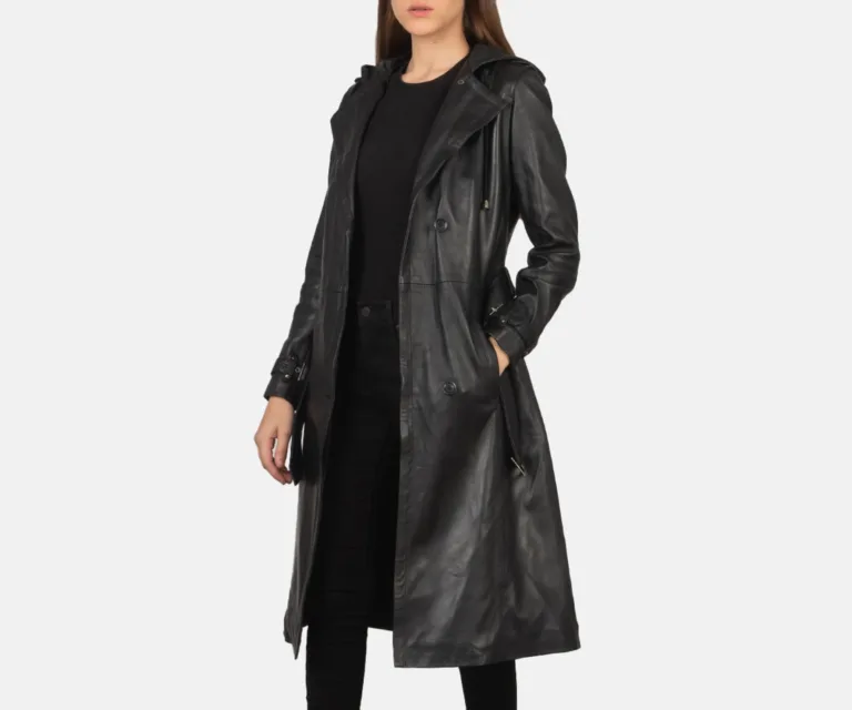 Fixon Hooded Black Trench Coat Luxury Women's Outerwear — Front Silhouette Hero Presentation
