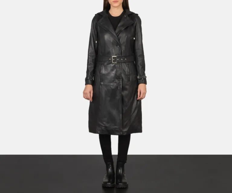 Fixon Hooded Black Trench Coat Luxury Women's Outerwear — Collar & Closure Architecture