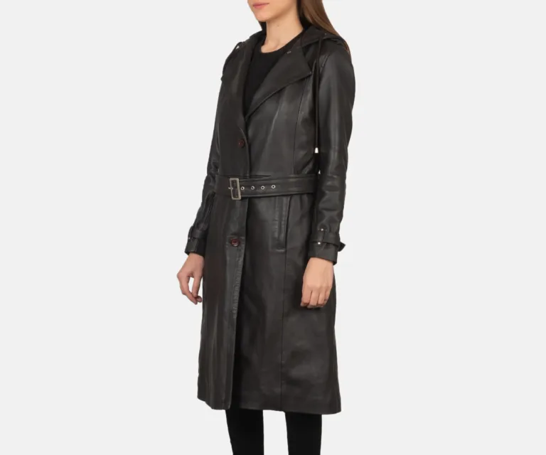 Fixon Hooded Brown Trench Coat Luxury Women's Outerwear — Macro Hardware & Leather Grain