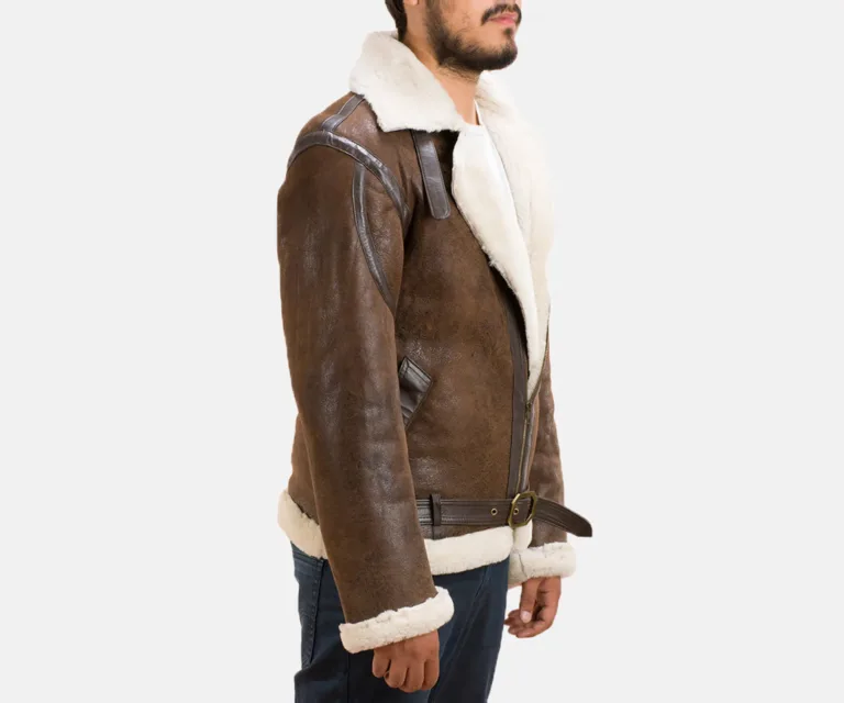 Forest Double Face Shearling Jacket — Rear Back View & Tailored Vent Hemline