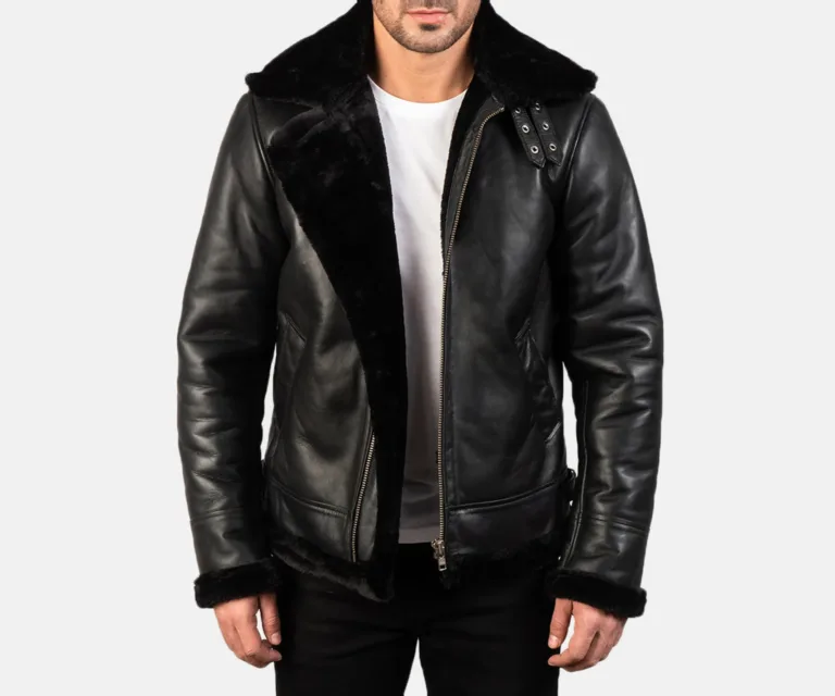 Francis B-3 Black Leather Bomber Jacket