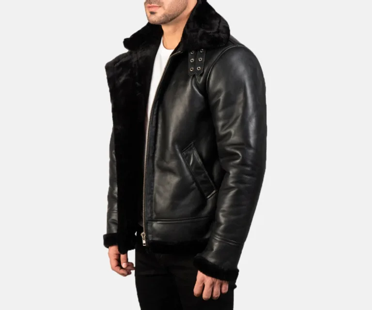 Francis B-3 Black Leather Bomber Jacket — view 2