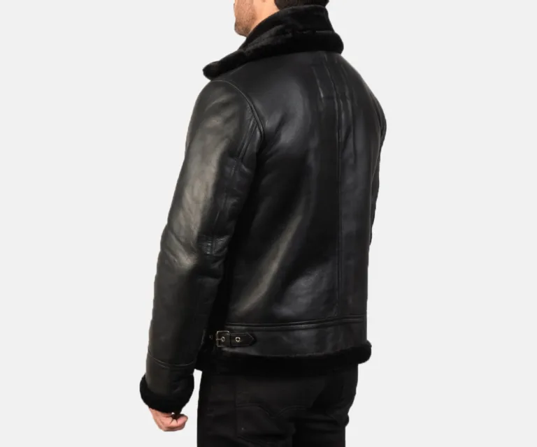 Francis B-3 Black Leather Bomber Jacket — view 5
