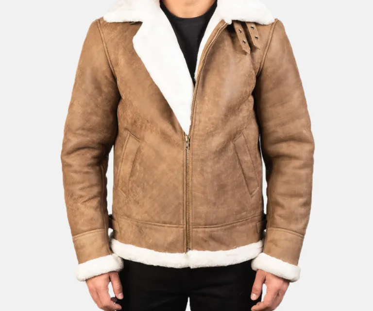 Francis B-3 Distressed Brown Leather Bomber Jacket
