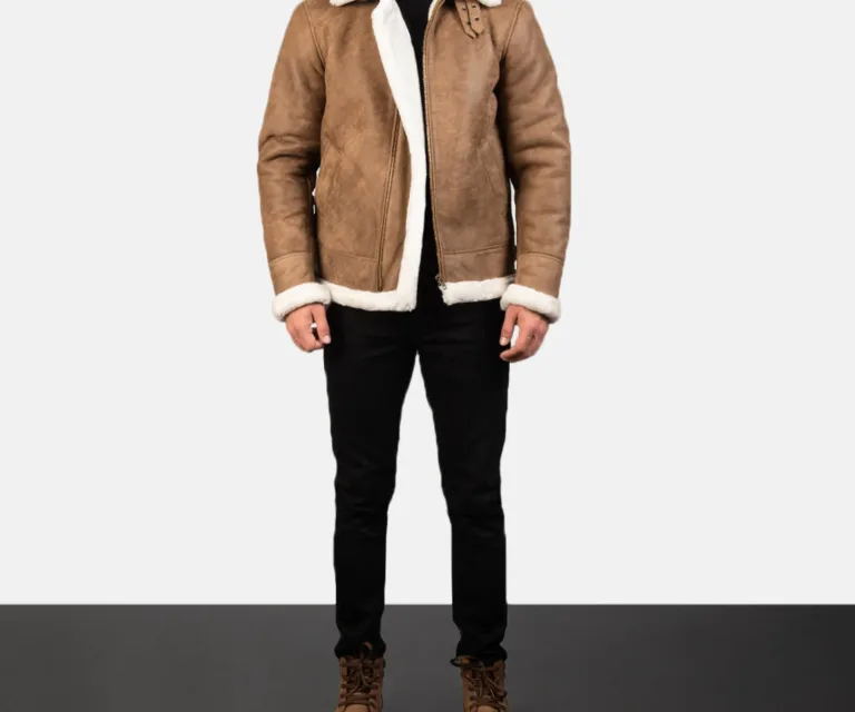 Francis B-3 Distressed Brown Leather Bomber Jacket — view 3