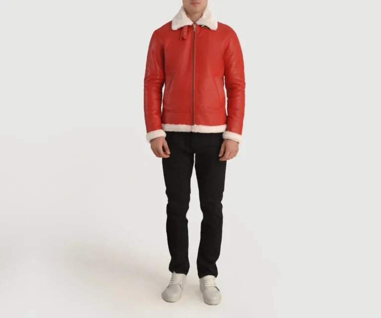 Francis B-3 Red Leather Bomber Jacket — view 3