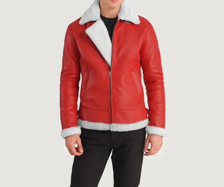 Francis B-3 Red Leather Bomber Jacket — view 4