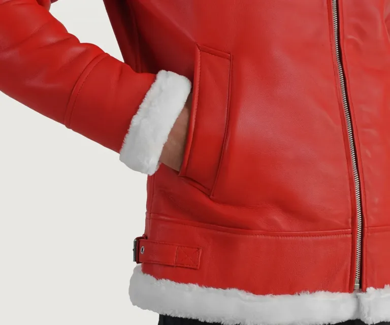 Francis B-3 Red Leather Bomber Jacket — view 6