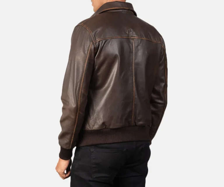 [FS] Aaron Brown Leather Bomber Jacket — Full Editorial Model Presentation