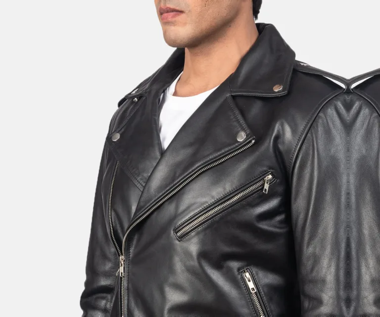 [FS] Allaric Alley Black Leather Biker Jacket — Full Editorial Model Presentation